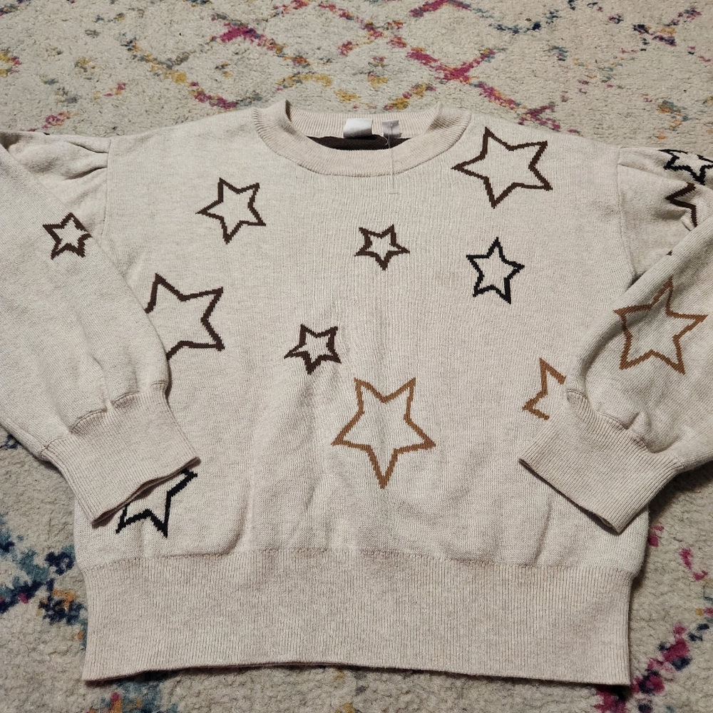 💘 Gap Kids Star Patterned Cream Sweater